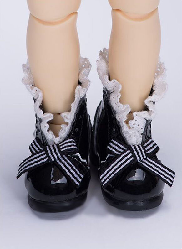 Fairyland Shoes LS-09 for LittleFee black (Туфли с кружевами чёрные для кукол ЛитлФи Фейриленд)