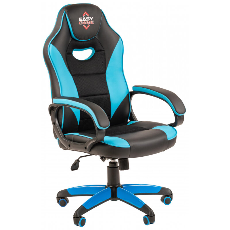 Кресло VT_EChair Easy Game-690 TPU кожзам черный/синий пластик , 1 шт.
