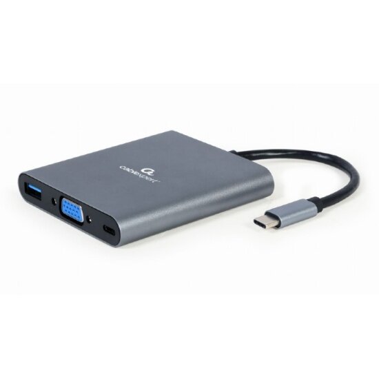 Адаптер интерфейсов Cablexpert A-CM-COMBO6-01, USB-CM 6-в-1 (Hub3.0, HDMI, VGA, кардридер, стерео)