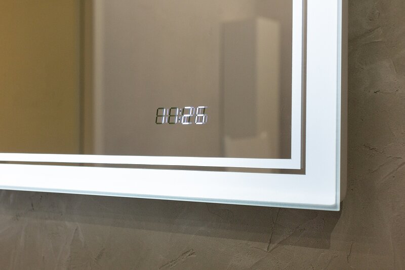 Зеркало Jorno Glass 80 с подсветкой, часами (Gla.02.77/W) - фотография № 3