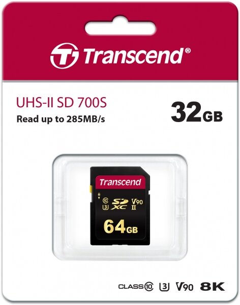 Transcend 32GB SDHC Class 10 UHS-II U3 V90 R285, W180MB/s