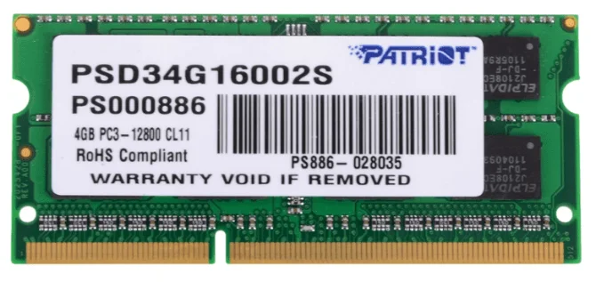 Оперативная память Patriot PSD34G16002S DDR3 1x4 GB SODIMM для ноутбука