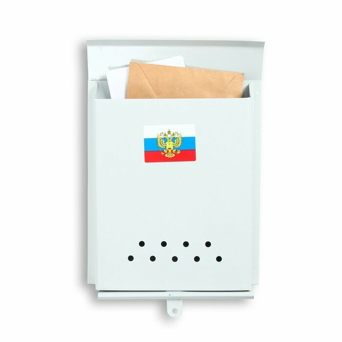 Ящик почтовый без замка (с петлёй), вертикальный, «Почта», серый - фотография № 1