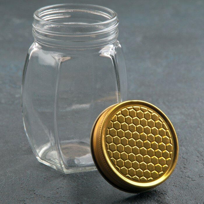 Баночка стеклянная для мёда и варенья «Соты», 400 мл, 8×12 см - фотография № 3