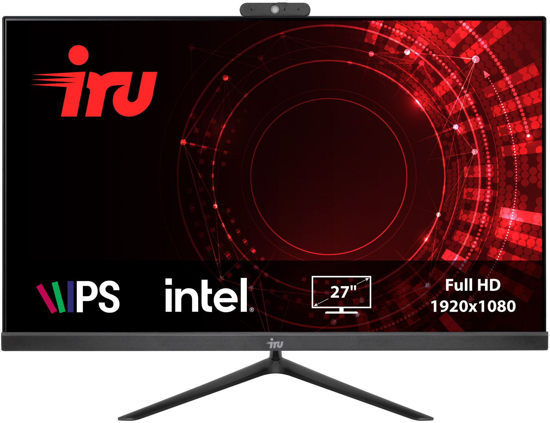 IRU Моноблок IRU Office 27IH5P 27" Full HD i5 11400 (2.6) 8Gb SSD512Gb UHDG 730 Free DOS GbitEth WiFi BT 120W Cam черный 1920x1080 1865964