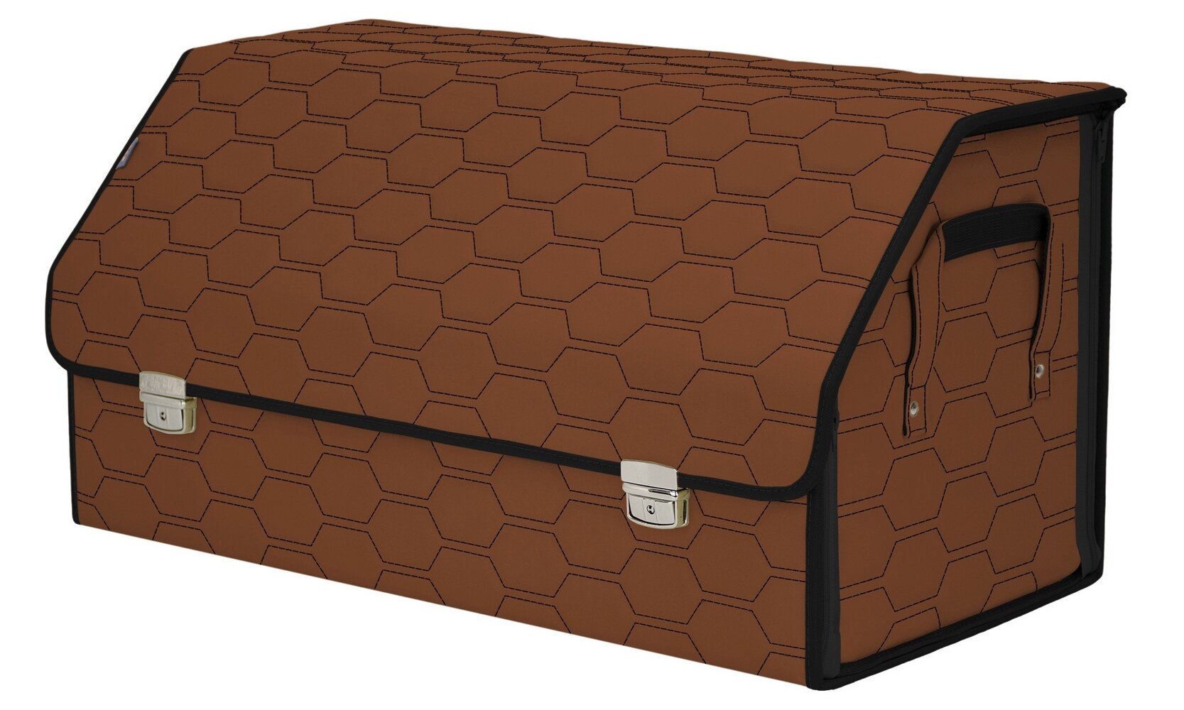Органайзер-саквояж в багажник "Союз Премиум" (размер XL Plus). Цвет: светло-коричневый с черной прострочкой Соты.