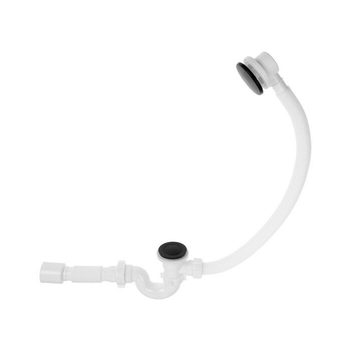 фото Сифон для ванны "АНИ Пласт" EC155BL, d=40 x 50 мм, с гофрой, клик-клак, черный