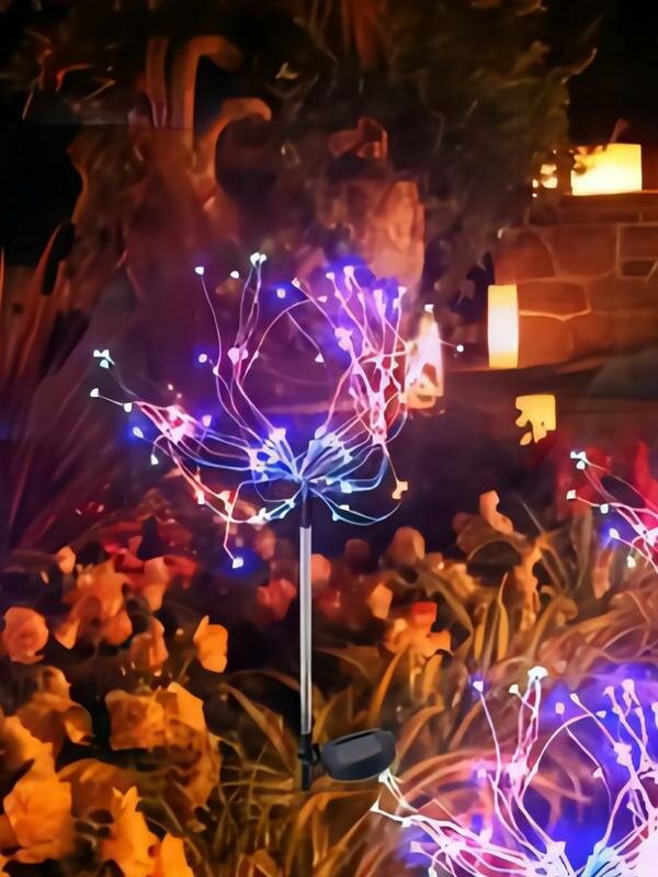 фото Светильник светодиодный 90LED мультиколор уличный на солнечн. батарее на медной проволоке аккум. AA NI-MH 600мА.ч | код KOC_SOL366 | космос (2шт.в упак.)