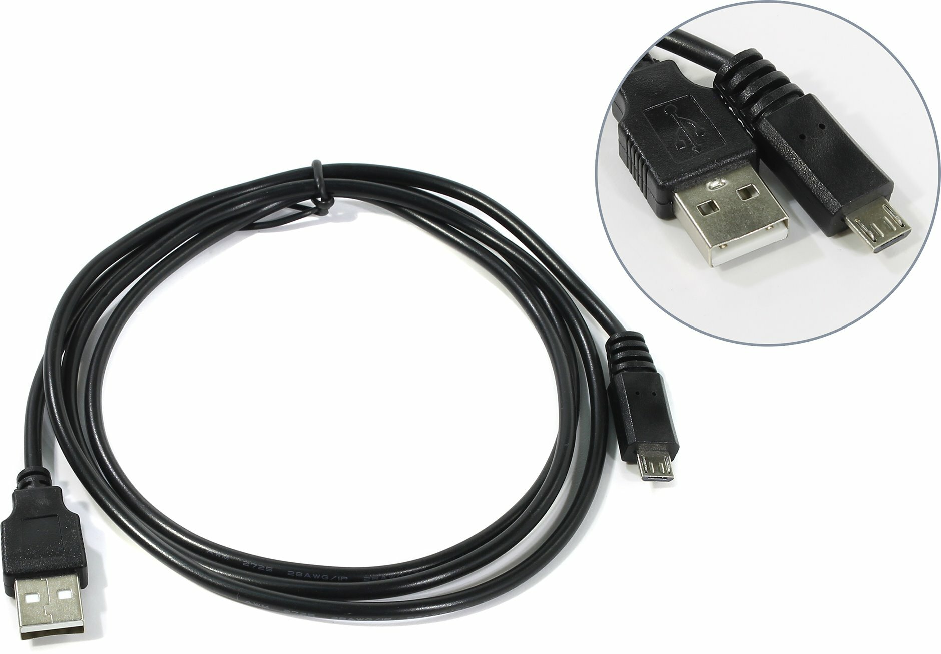 ExeGate Кабель USB2.0 соединительный USB A-microB ExeGate EX-CC-USB2-AMmicroBM5P-1.8 черный (1.8м) (oem)