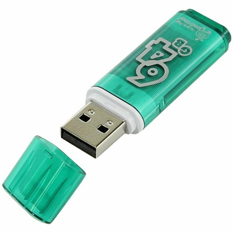 Память Smart Buy "Glossy" 64GB, USB 2.0 Flash Drive, зеленый