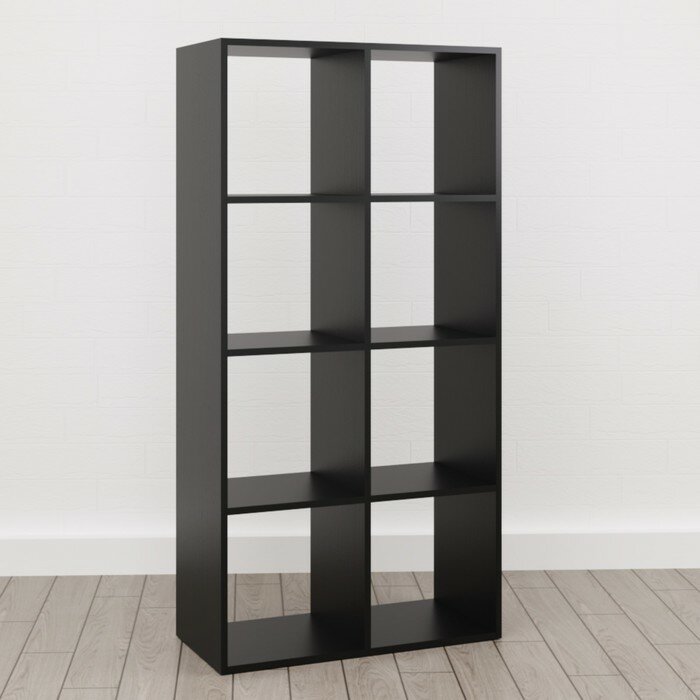 Клик Мебель Стеллаж Куб-8 720х330х1412 Черный матовый