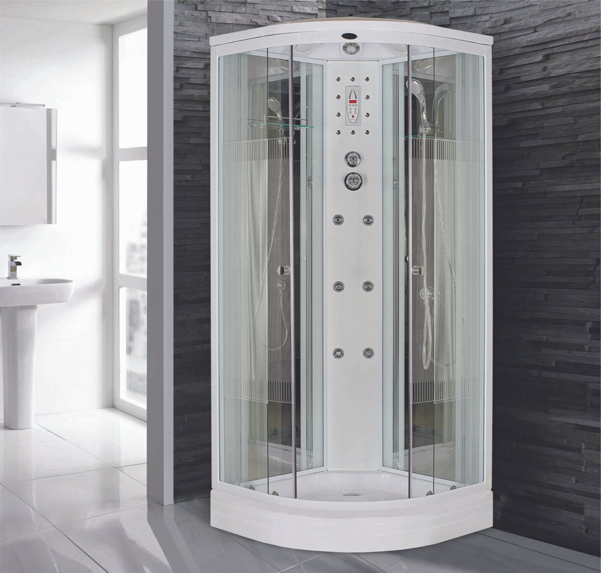 Душевая кабина Niagara Ultra NG-701-01N (900х900х2200) низкий поддон(16см) стекло полосатое
