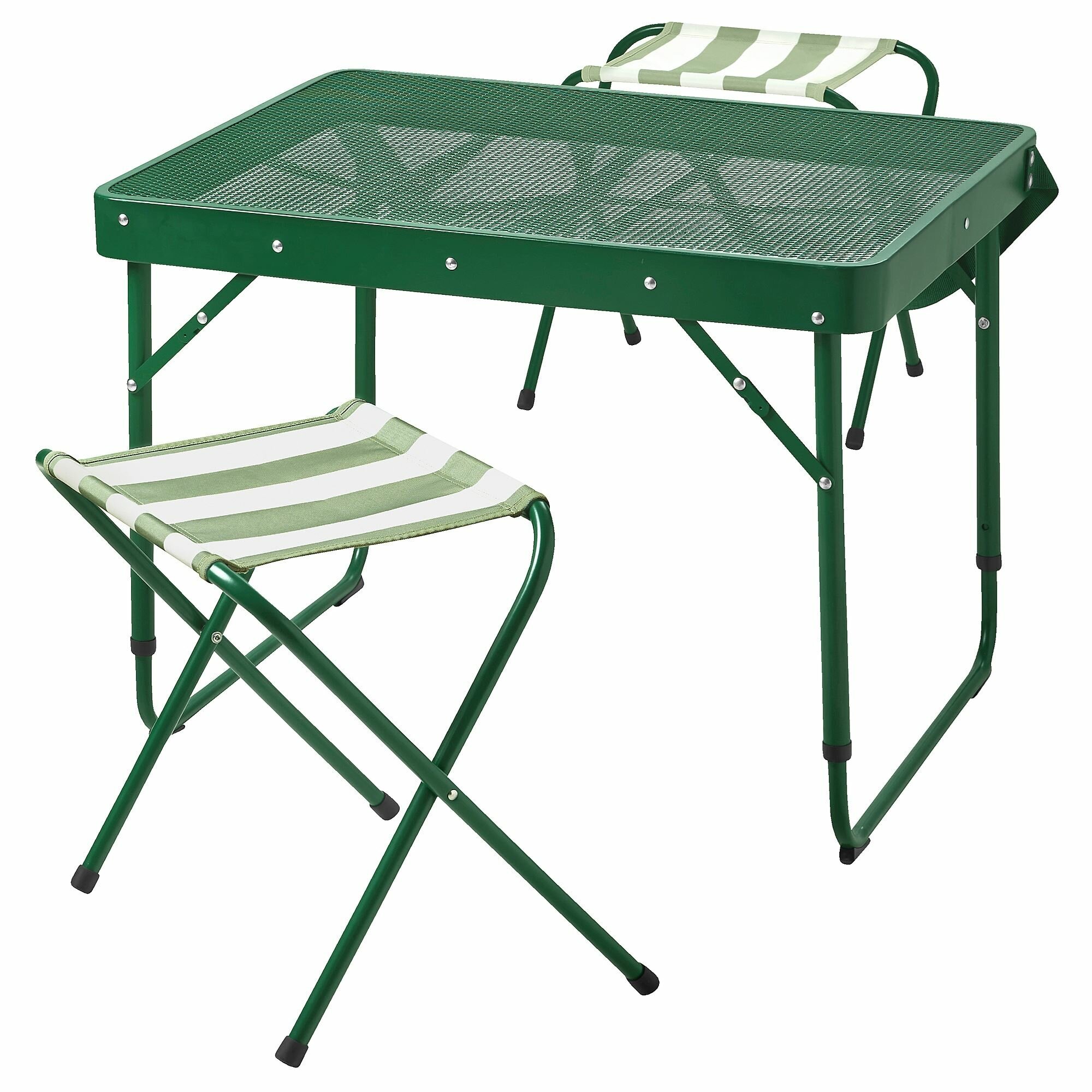 Икея / IKEA STRANDON, страндон, комплект складного стола и табуретки, зеленый, с 2 табуретками