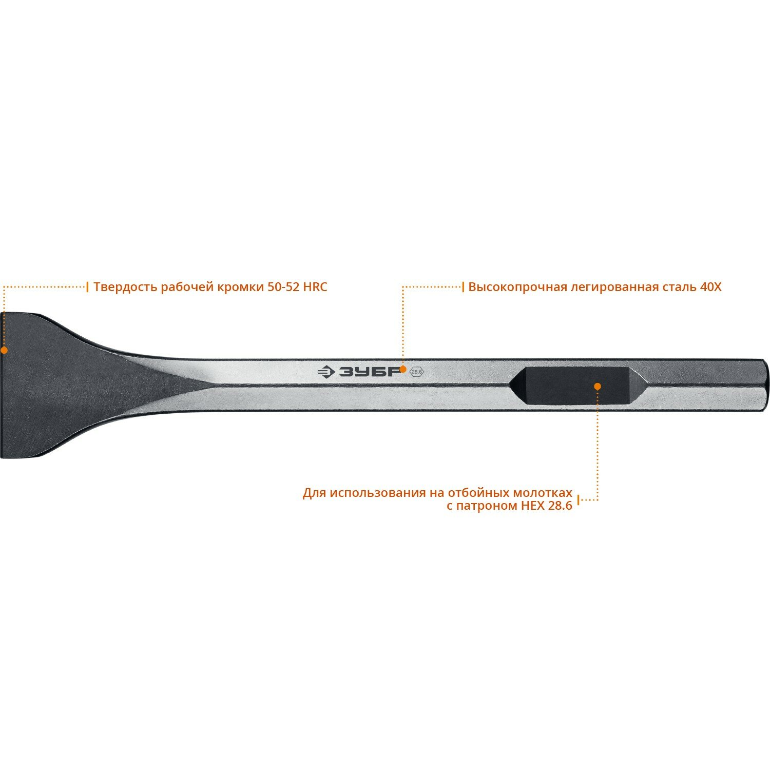 ЗУБР HEX 286 (Макита тип) Зубило лопаточное 80 х 400