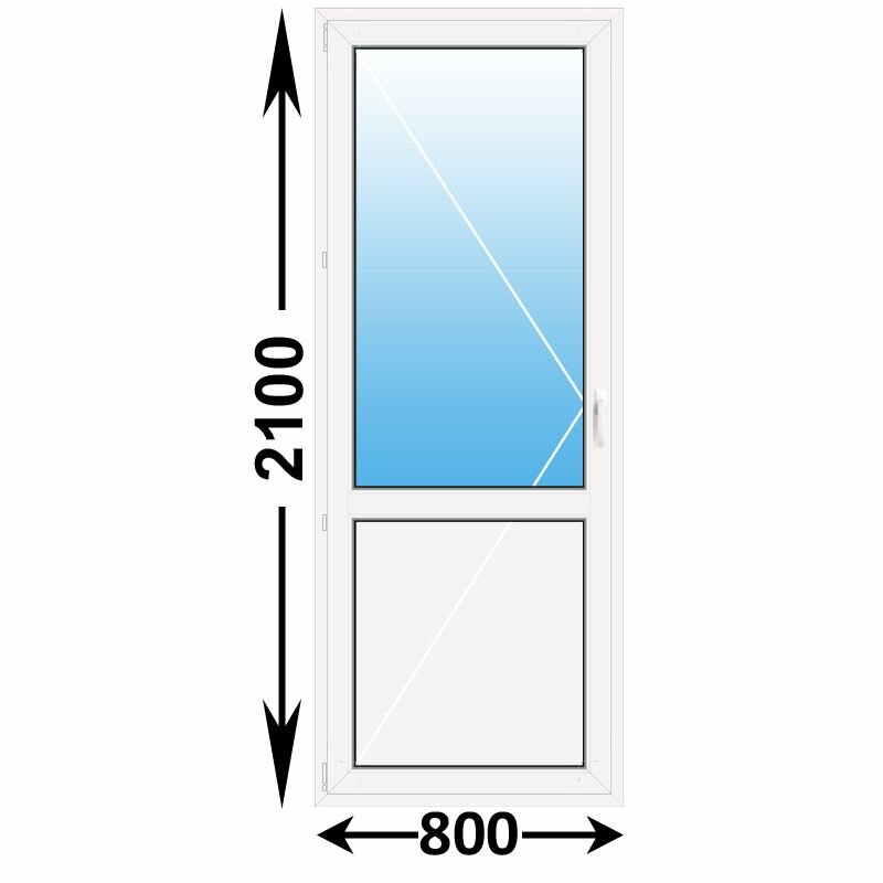 Готовая пластиковая балконная дверь Veka WHS 800x2100 Левая (ширина Х высота) (800Х2100)