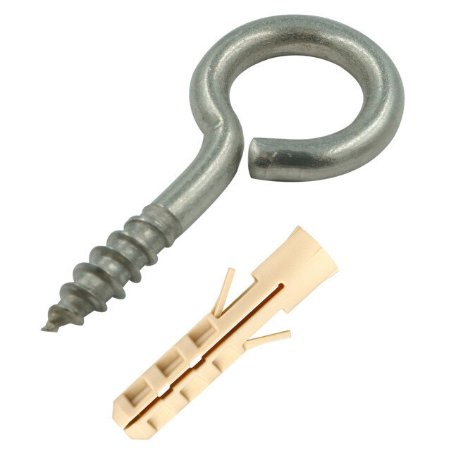 фото шуруп-кольцо 20х4x10мм нержавеющая сталь с дюбелем 2шт