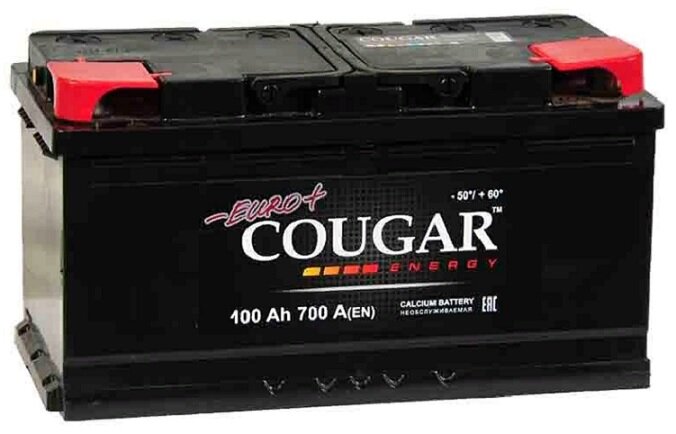Аккумулятор автомобильный Cougar Energy 100 А/ч 820 А обр. пол. Евро авто (353x175x190)