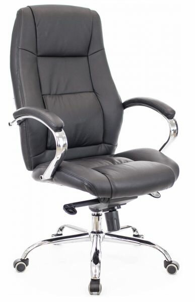 Кресло для руководителя Everprof Kron M кожа поясничная поддержка, колесики для паркета, макс. нагрузка 120 кг EC-366 Leather Black черный