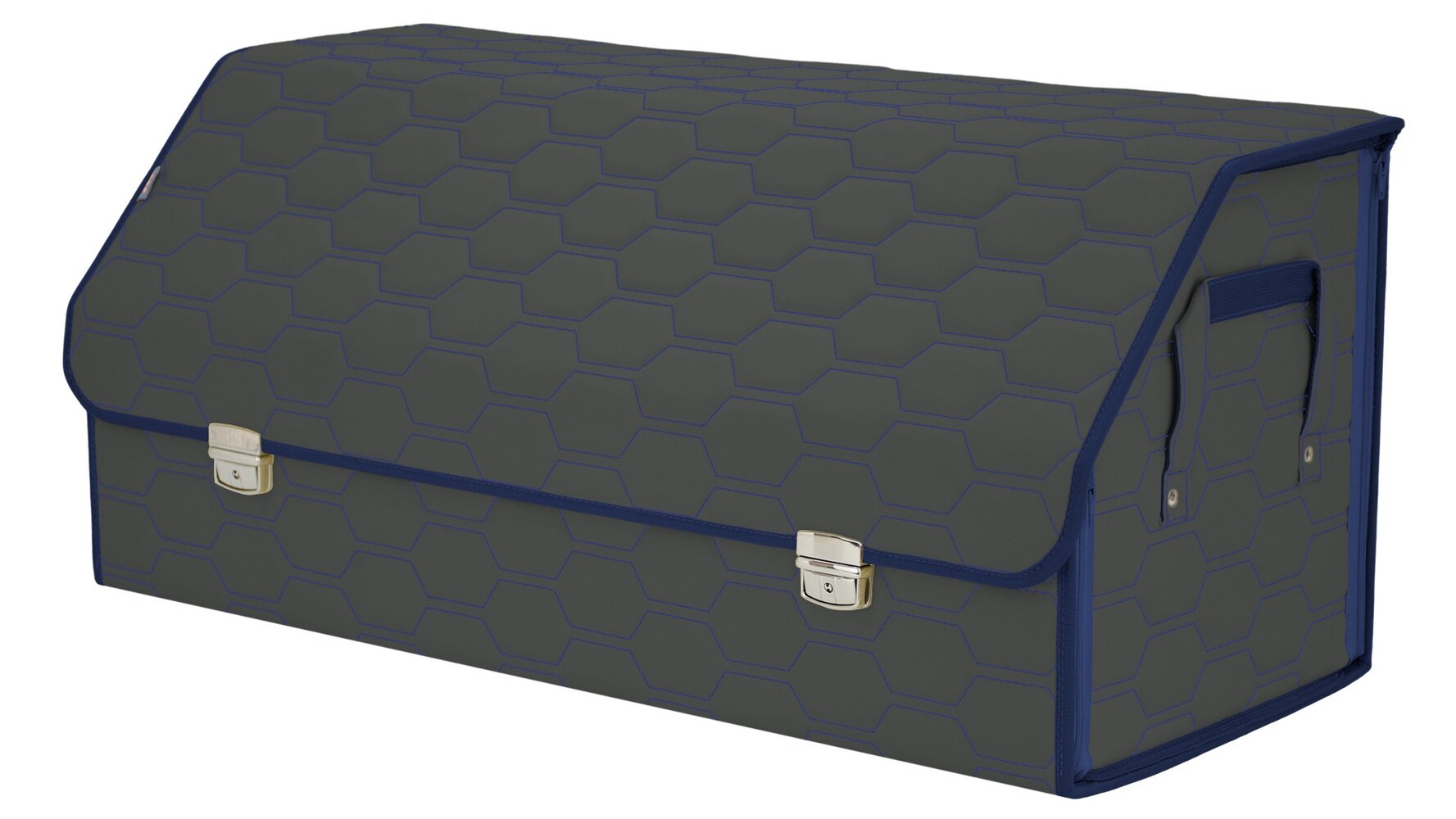 Органайзер-саквояж в багажник "Союз Премиум" (размер XXL). Цвет: серый с синей прострочкой Соты.