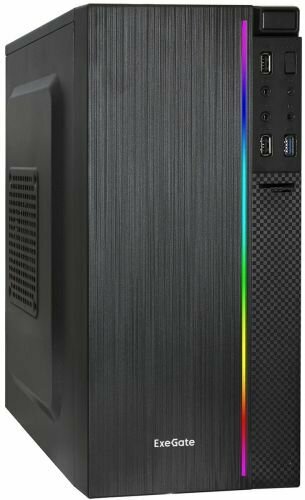 Корпус mATX Exegate mEVO-9302-RGB EX287882RUS Minitower, без БП, 2*USB+1*USB3.0, HD аудио, черный с RGB подсветкой