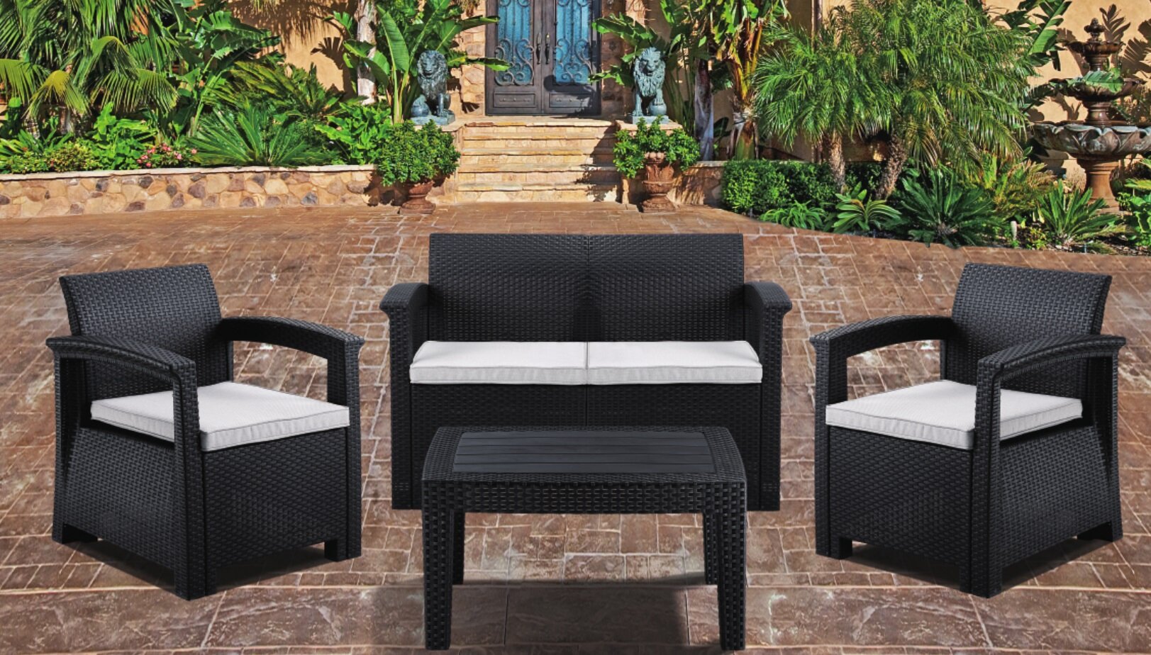 Комплект мебели B:rattan RATTAN Comfort 4 SF4-4P венге - фотография № 2