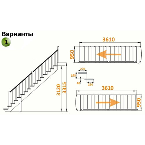 Лестница К-020у с подступенками сосна (6 упак) - фотография № 2