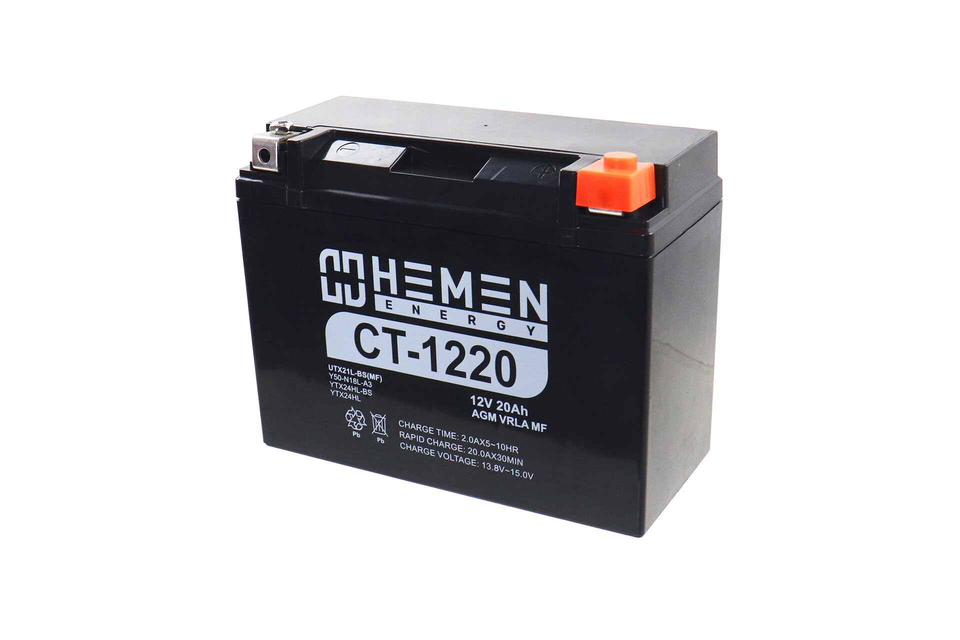 Аккумулятор 12В20Ач HEMEN ENERGY CT1220 (Y50-N18L-A3) (кислотн, герметичн) (обр. пол) (205*89*163мм)