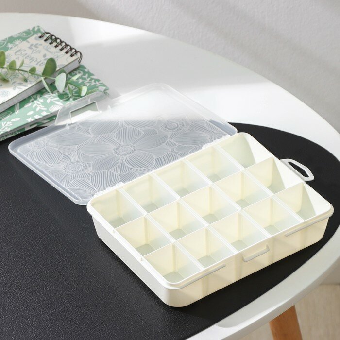 Органайзер для хранения мелочей с разделителями Fiori, 19×16×4,5 см, цвет белое облако - фотография № 5