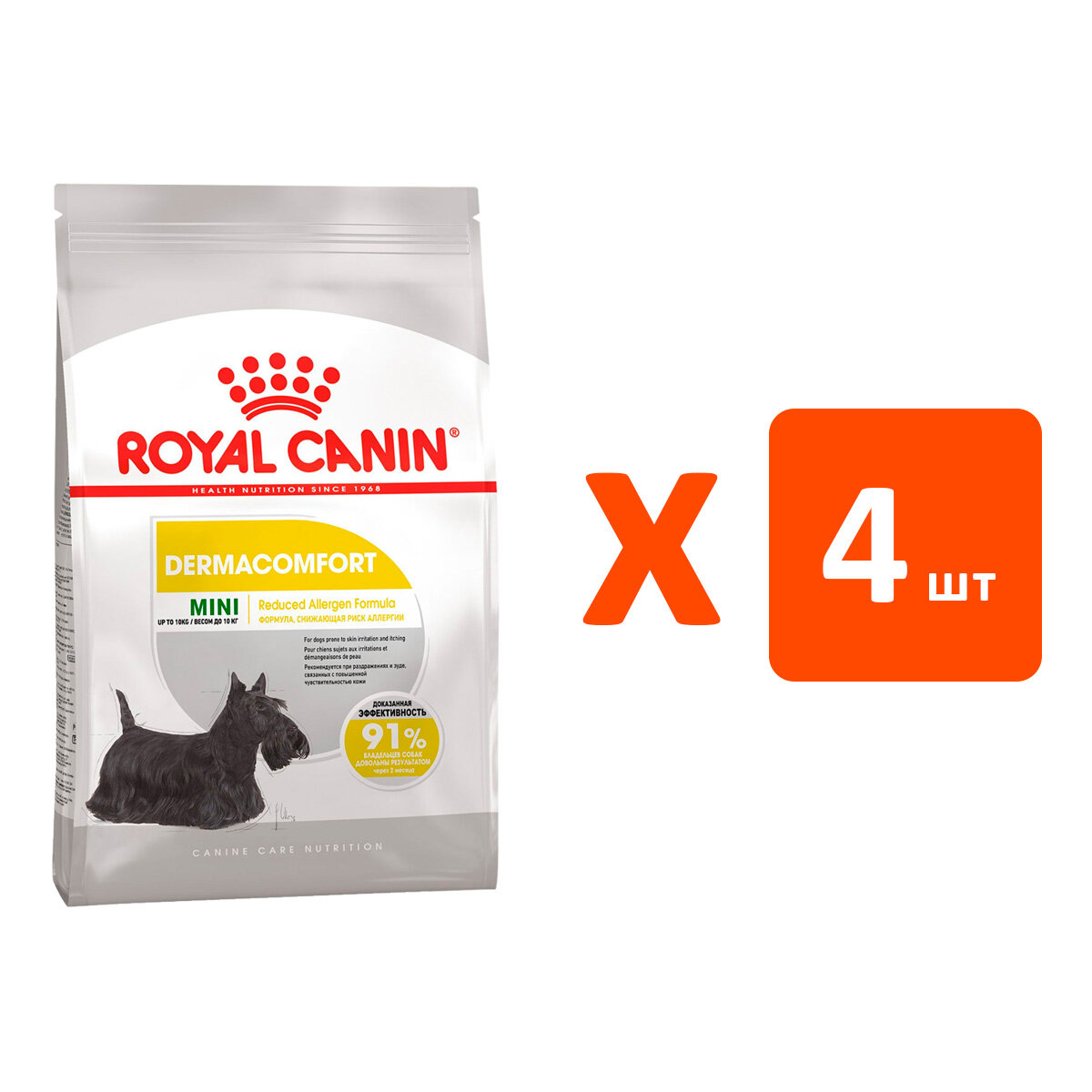 ROYAL CANIN MINI DERMACOMFORT для взрослых собак маленьких пород при аллергии (3 кг х 4 шт)