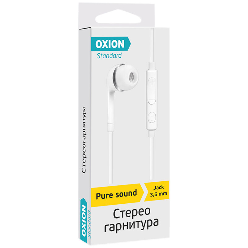 Наушники-вкладыши с микрофоном Oxion Standard "HS230WH" 1м белый