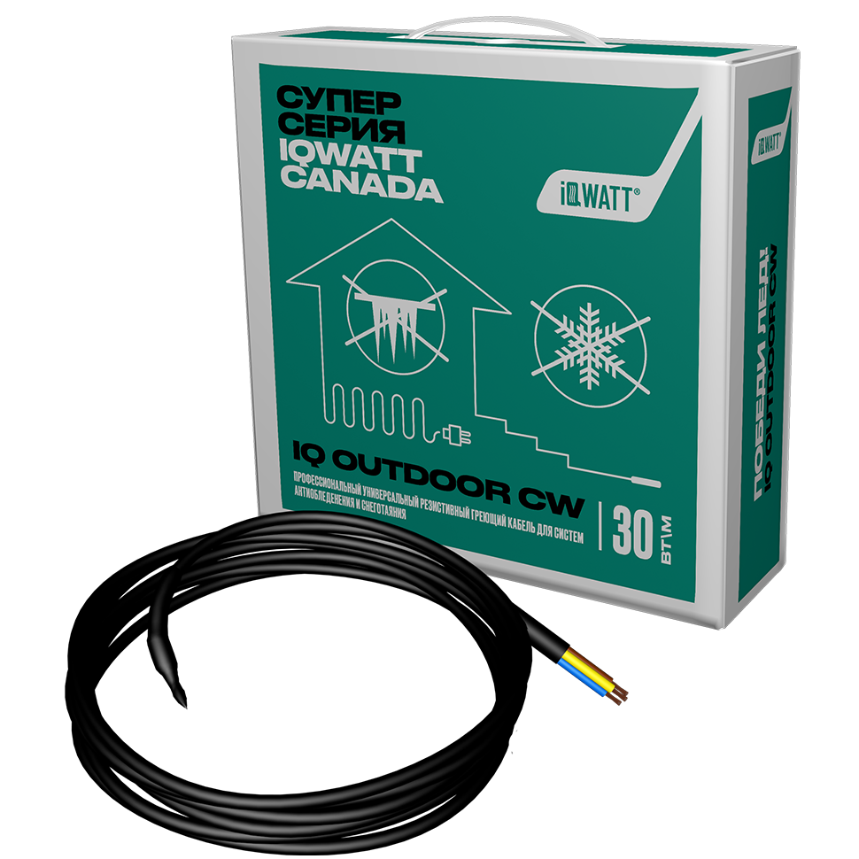 Греющий кабель для систем антиобледенения и снеготаяния IQ OUTDOOR CW 30м