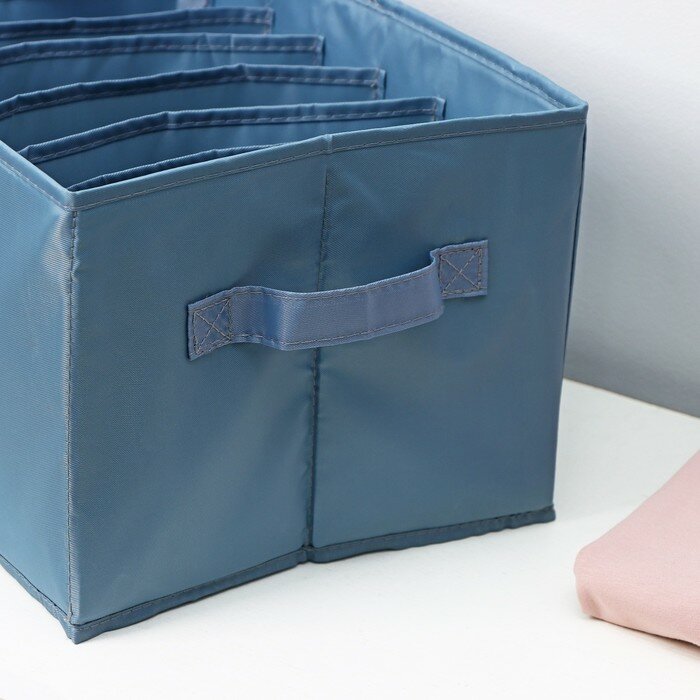 Органайзер для хранения белья «Комфорт», 7 отделений, 36×25×20 см, цвет серо-синий - фотография № 5