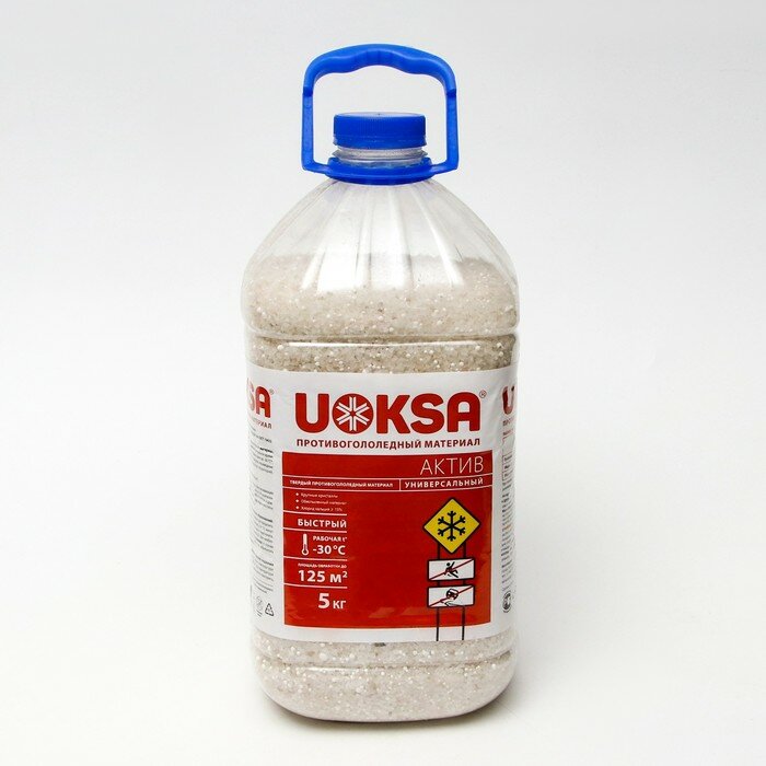 Противогололедный реагент UOKSA Актив -30 С, бутылка, 5 кг - фотография № 1