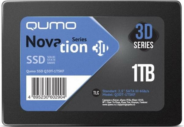 Твердотельный накопитель SSD 2.5 1 Tb QUMO QM Novation Read 530Mb/s Write 450Mb/s 3D NAND TLC Q3DT-1TSKF