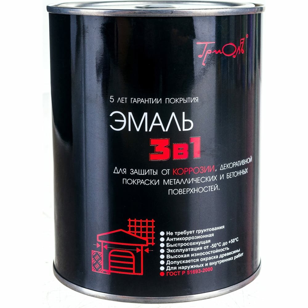 фото Триоль Эмаль 3 в 1 светло-серая полуматовая T3V1LG08