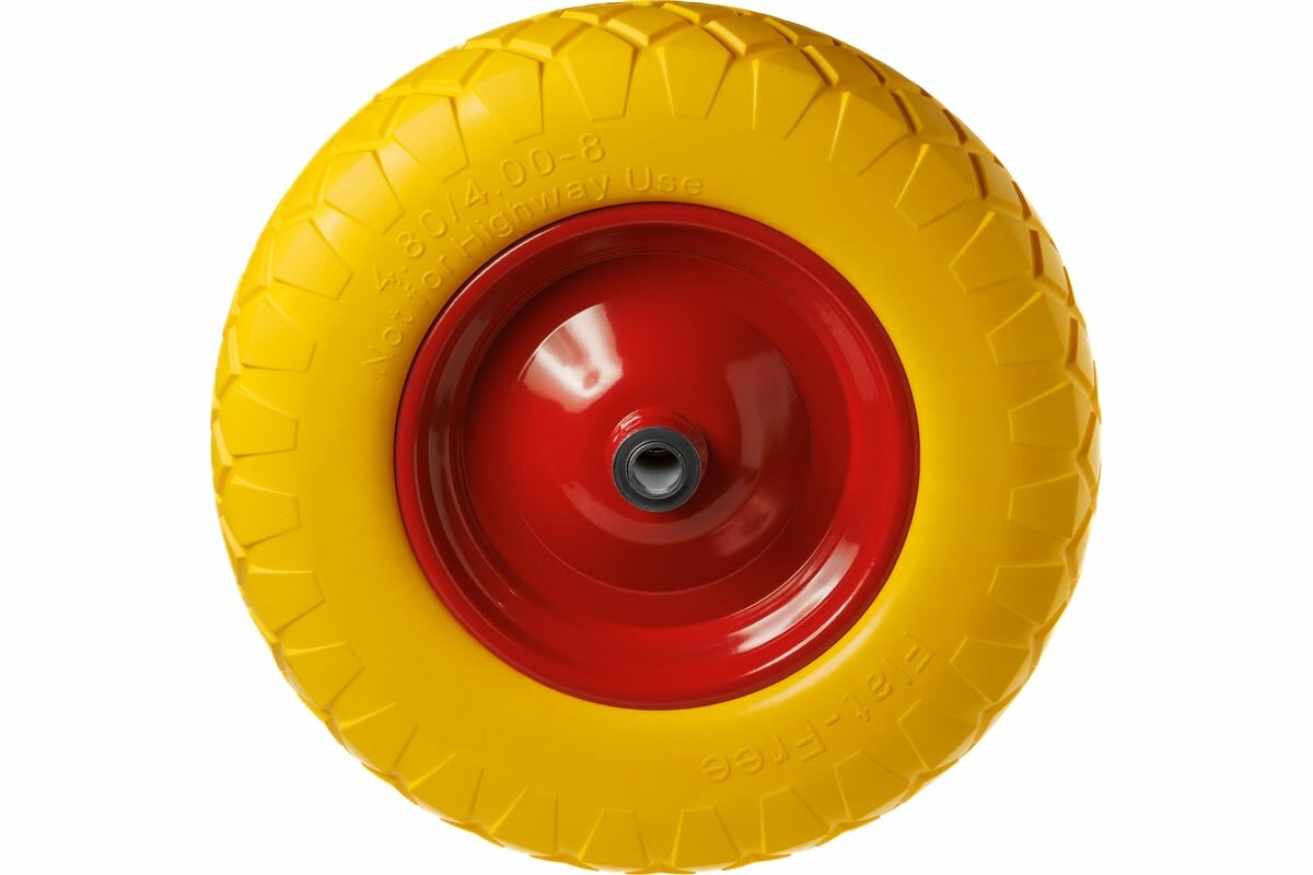 фото А5 Колесо для тачки / тележки полиуретановое бескамерное 4.00-8, диаметр 380 мм, ось 16 мм, подшипник, PU 3000-16 1005299