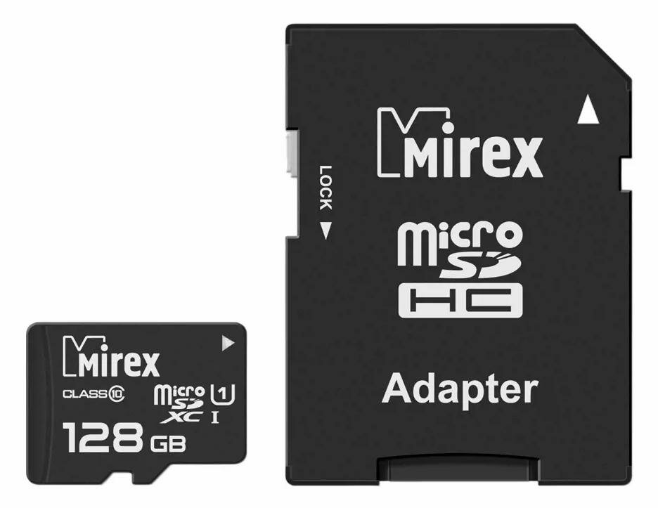 Карта памяти Mirex microSD 128Gb, черная