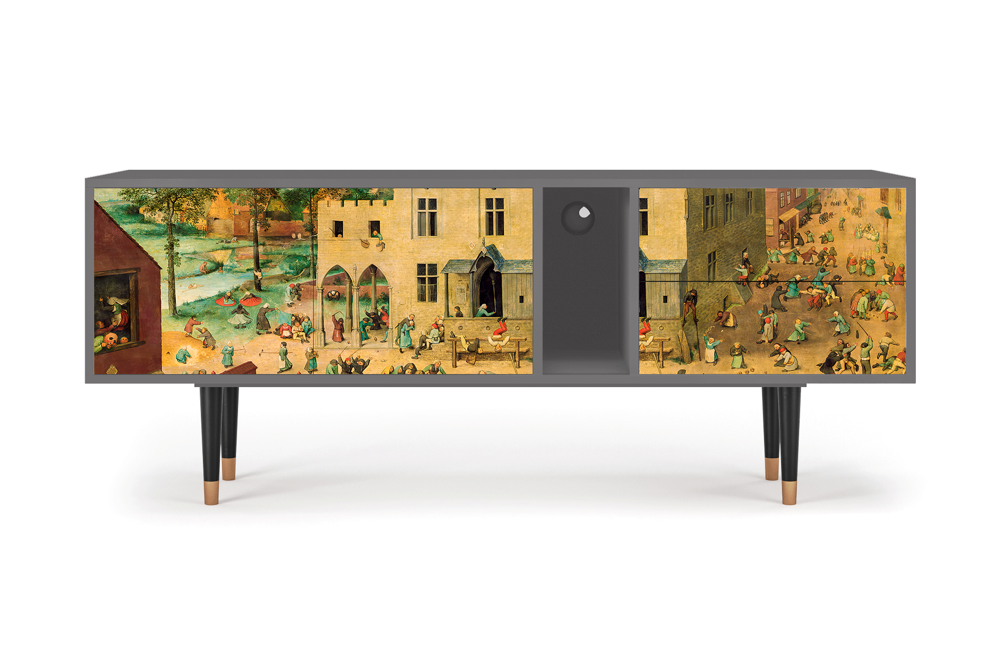 ТВ-Тумба - STORYZ - T1 Children's Games by Pieter Bruege, 170 x 69 x 48 см, Серый - фотография № 2