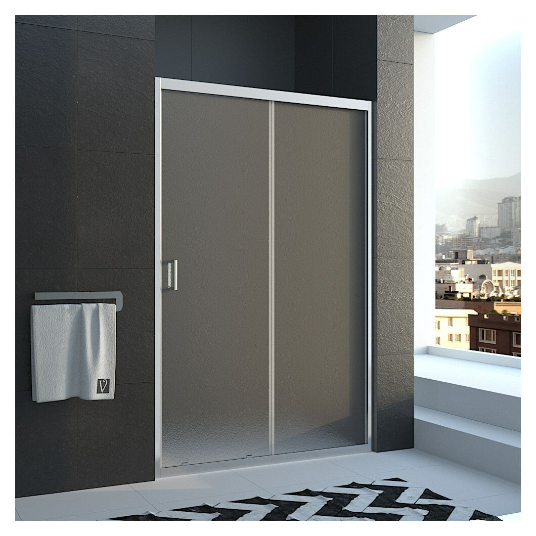 фото Душевая дверь Veconi Pear Vianno 150x185 см стекло рифленое профиль хром механизм раздвижной (VN46-150-02-19C1)