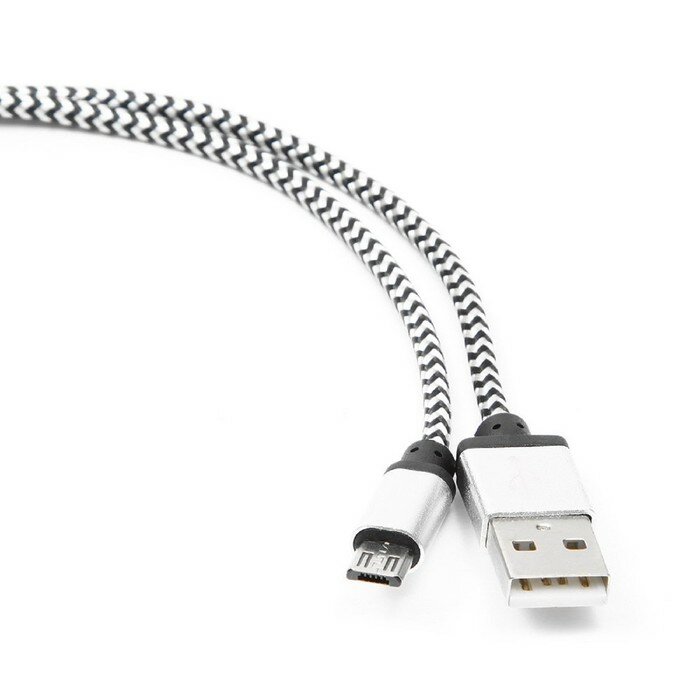 Data-кабели Cablexpert Кабель Cablexpert CC-mUSB2sr1m, microUSB - USB, 1 м, зарядка + передача данных, серебристый