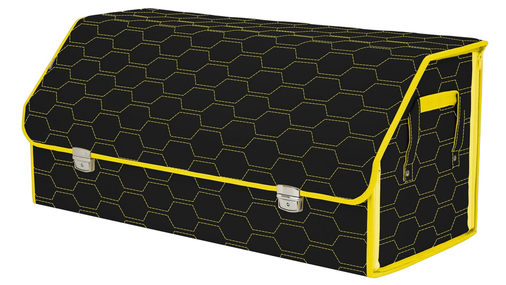 Органайзер-саквояж в багажник "Союз Премиум" (размер XXL). Цвет: черный с желтой прострочкой Соты.
