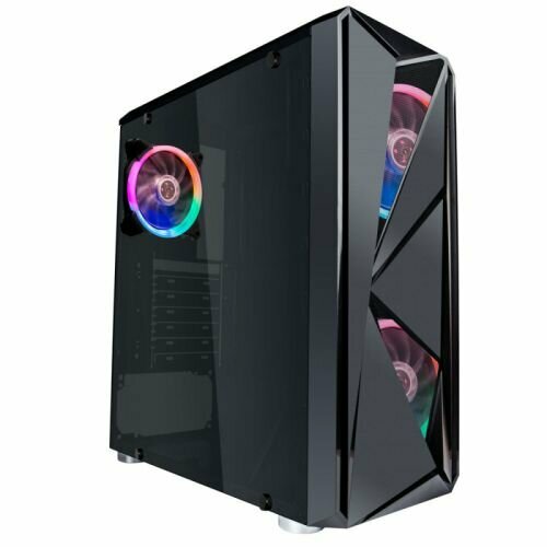 Корпус ATX 1STPLAYER FIREROSE F4 F4-3R1 черный, без БП, окно из закаленного стекла, 2*USB 2.0, USB 3.0, audio