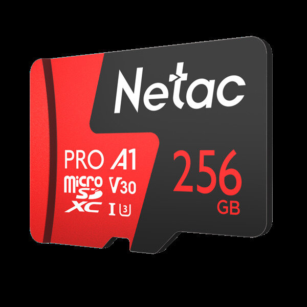 Netac P500 Extreme PRO 256GB MicroSDXC V30/A1/C10 up to 100MB/s retail pack card only