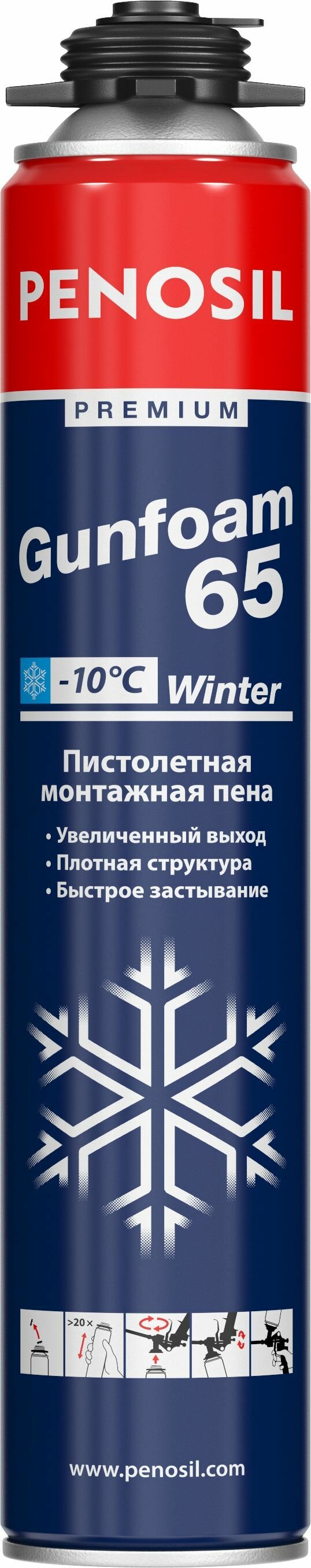 Монтажная пена Penosil Gunfoam Winter 65 870 мл зимняя