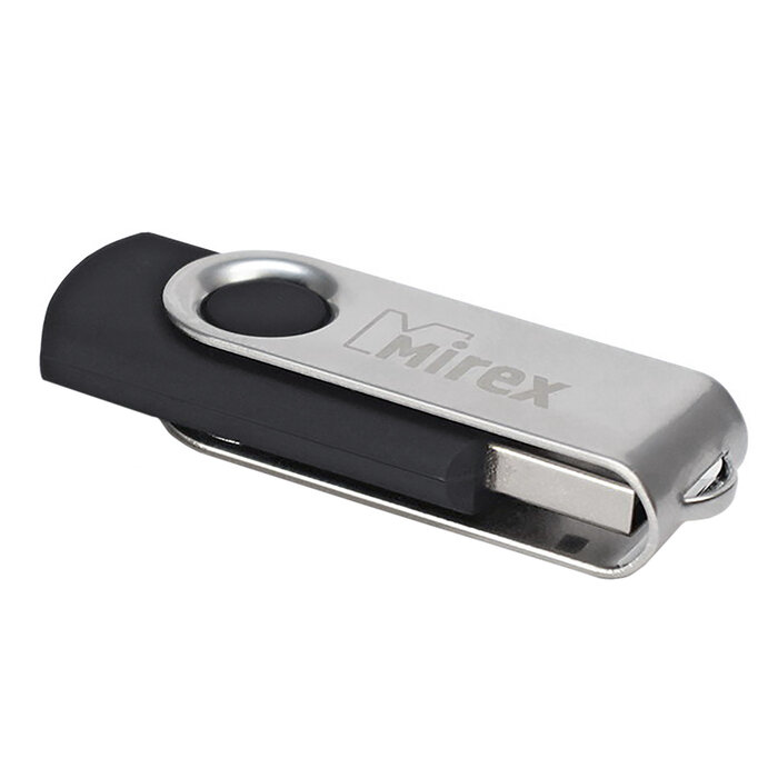 Флешки Mirex Флешка Mirex SWIVEL BLACK, 8 Гб, USB2.0, чт до 25 Мб/с, зап до 15 Мб/с, черная