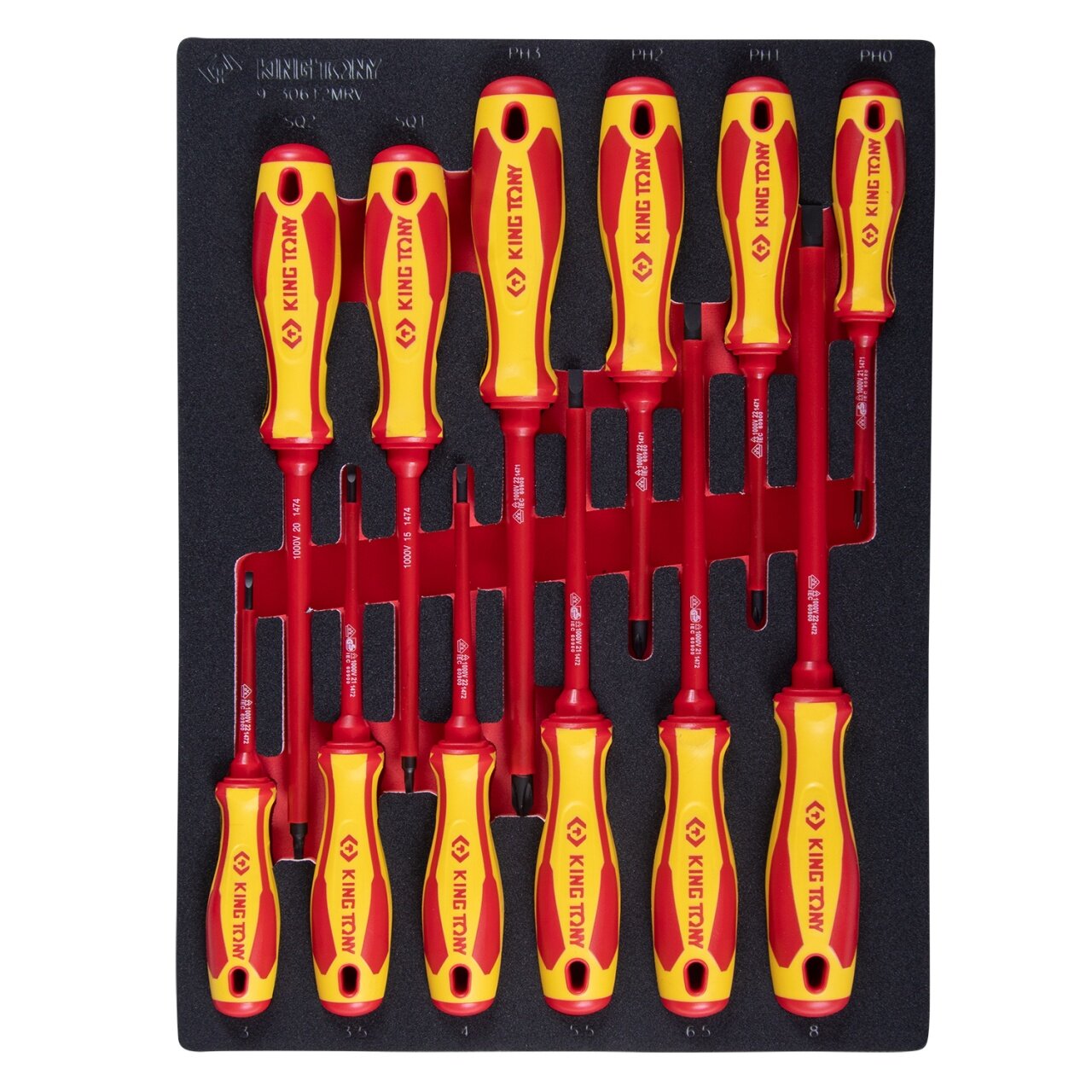 фото Набор отверток диэлектрических, ложемент, 12 предметов KING TONY 9-30612MRV