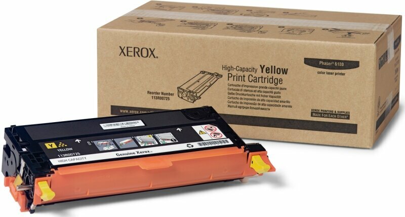 Картридж для печати Xerox Картридж Xerox 6180 113R00725 вид печати лазерный, цвет Желтый, емкость