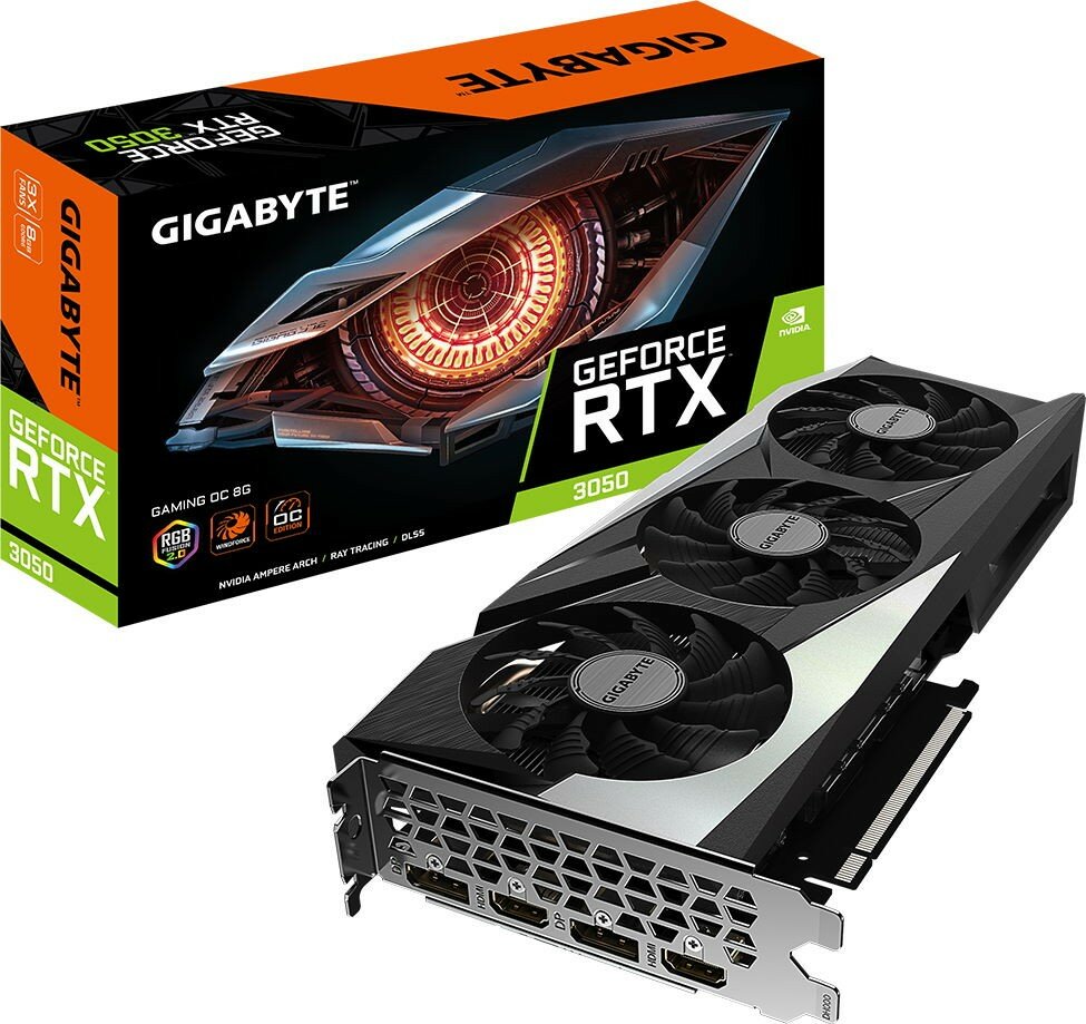 Видеокарта GIGABYTE RTX3050 GAMING OC 8GB//RTX3050, HDMI*2, DP*2, 8G,D6