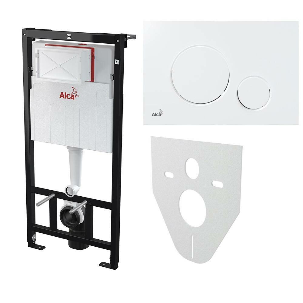 Комплект Alcaplast Set 4v1 для установки унитаза с шумоизоляцией с панелью смыва белой AM101/1120-4:1 RU M670-0001