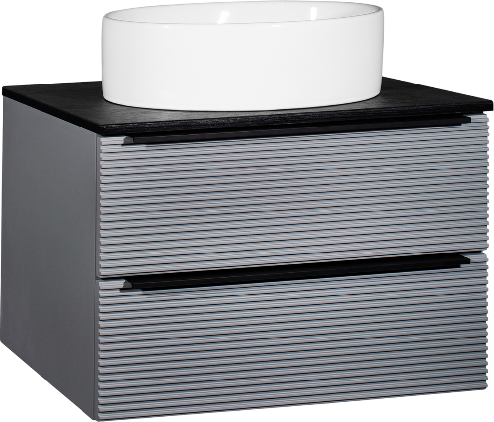 фото Runo Тумба с раковиной Runo Орлеан 70 серая, черная, раковина Ovale 50